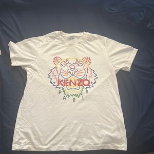 White Kenzo Multi-Color Tiger Tee Size L